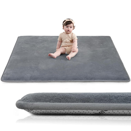 Baby Play Mat for Floor,1.3" Thick Elasti-Foam 50"×50" Playpen Mat for Tummy Time,Non-Toxic Certified Water Repellent