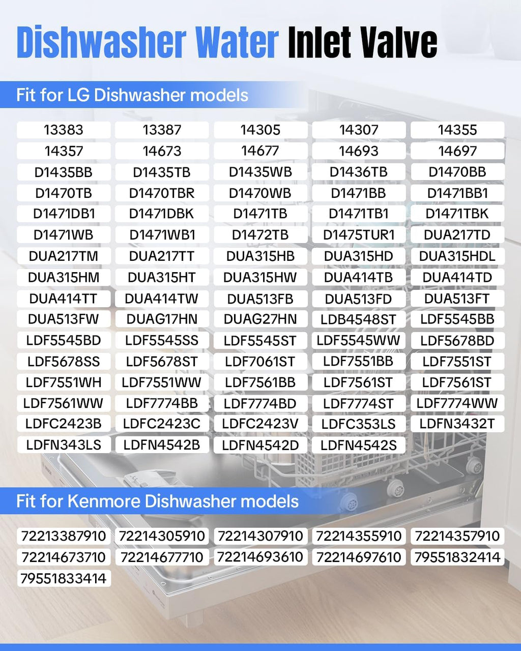 5221DD1001E Dishwasher Water Inlet Valve Fit for LG, Fit for Kenmore Dishwasher models Replaces 5221DD1001A, PS3527445, AP5810251, 3282910, AH3527445, EA3527445