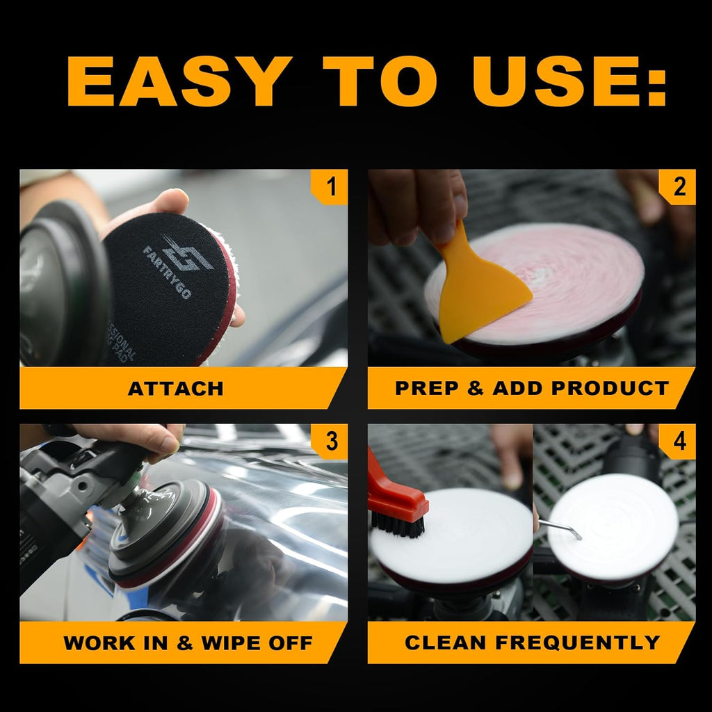 Microfiber Cutting Pads 5 Inch, Heavy Duty Polishing Pads for Dual Action Polisher, Scratch & Swirl Remover, Car