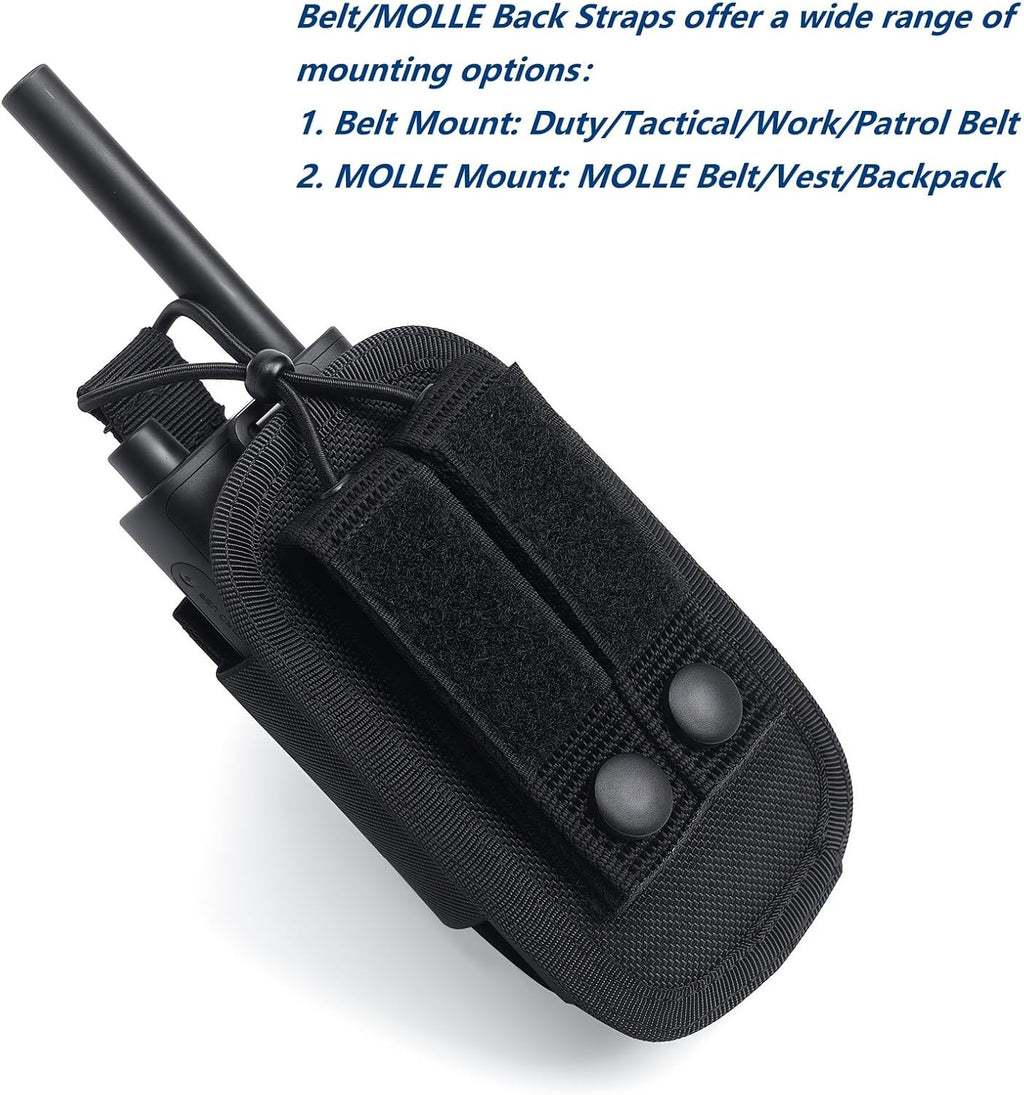 Universal Radio Holster Tactical Two Ways Radio Holder Compact Elastic Walkie Talkies Pouch Nylon Case w/MOLLE Strap
