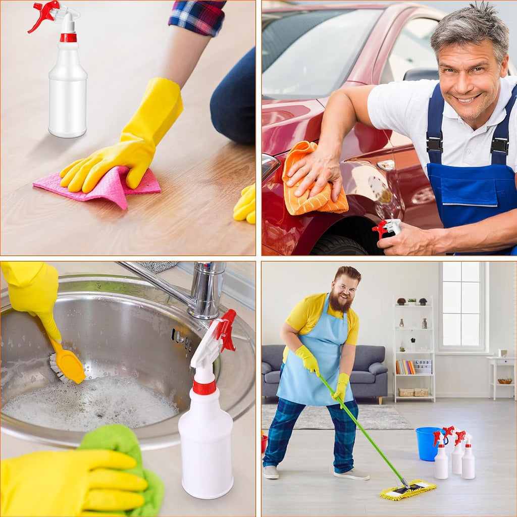 12 Pcs 16 Oz Plastic Spray Bottle, Adjustable Empty Reusable Sprayer for Cleaning, Planting, Water, Bathroom and