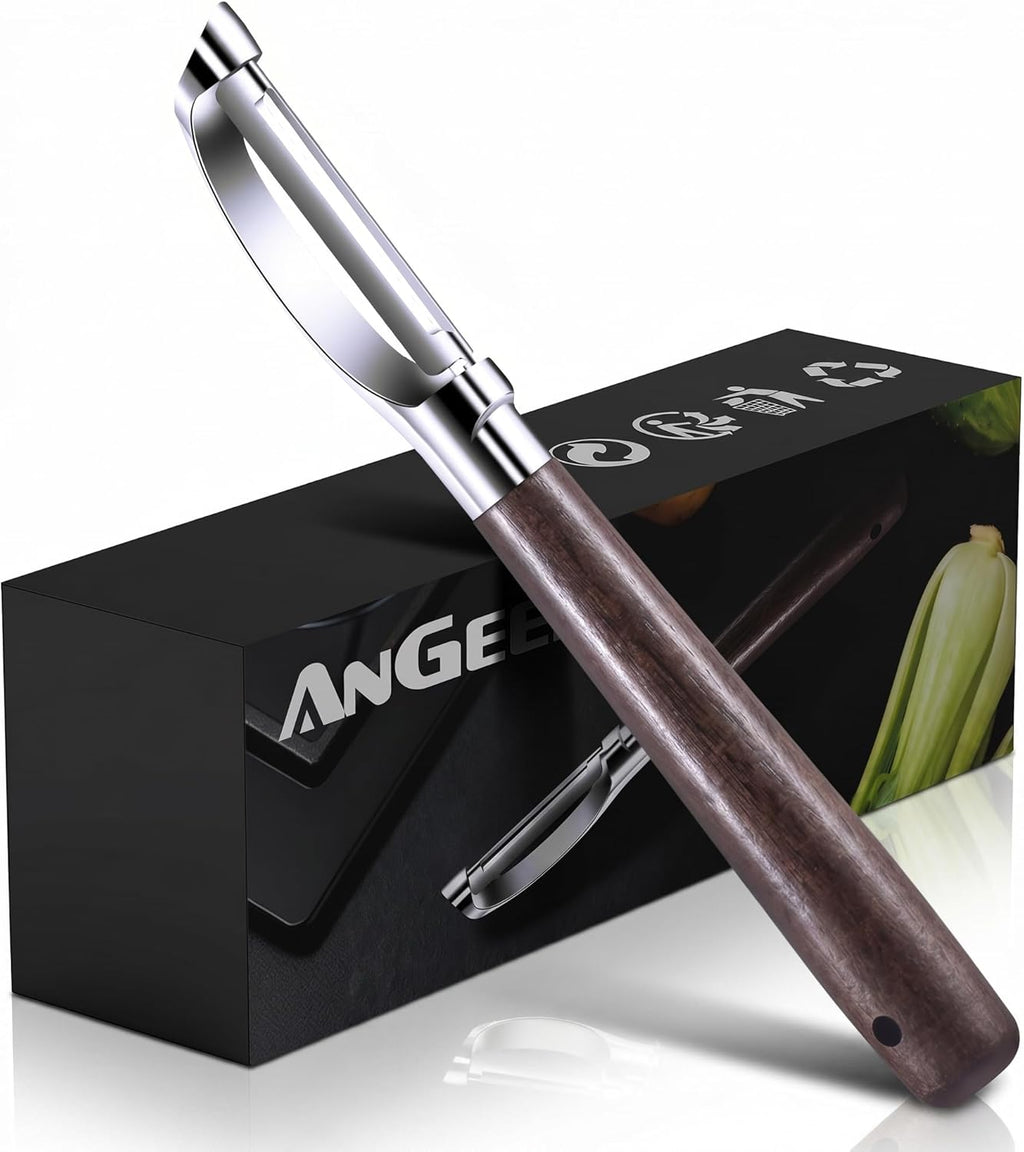Premium Vegetable Peeler, Stainless Steel Potato Peeler with Ergonomic Wood Handle, Sharp Veggie Peeler for Potatoes