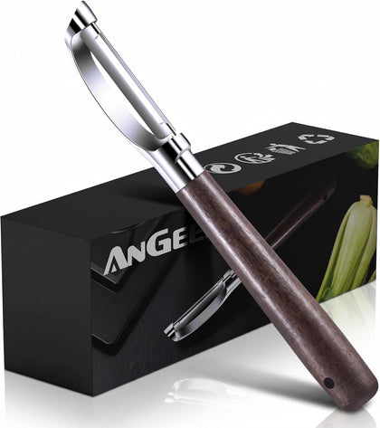 Premium Vegetable Peeler, Stainless Steel Potato Peeler with Ergonomic Wood Handle, Sharp Veggie Peeler for Potatoes