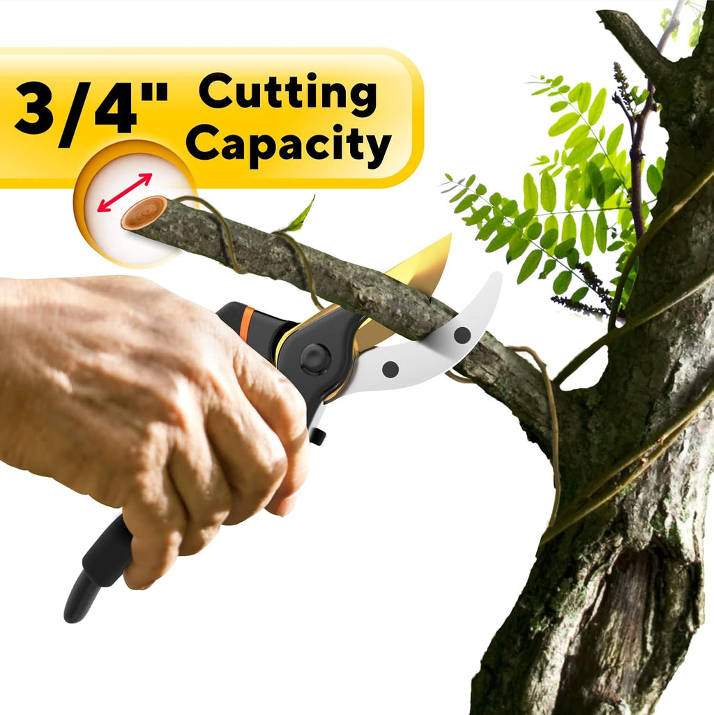 Premium Bypass Pruning Shears for your Garden - Heavy-Duty, Ultra Sharp Pruners w/Soft Cushion Grip Handle Made with