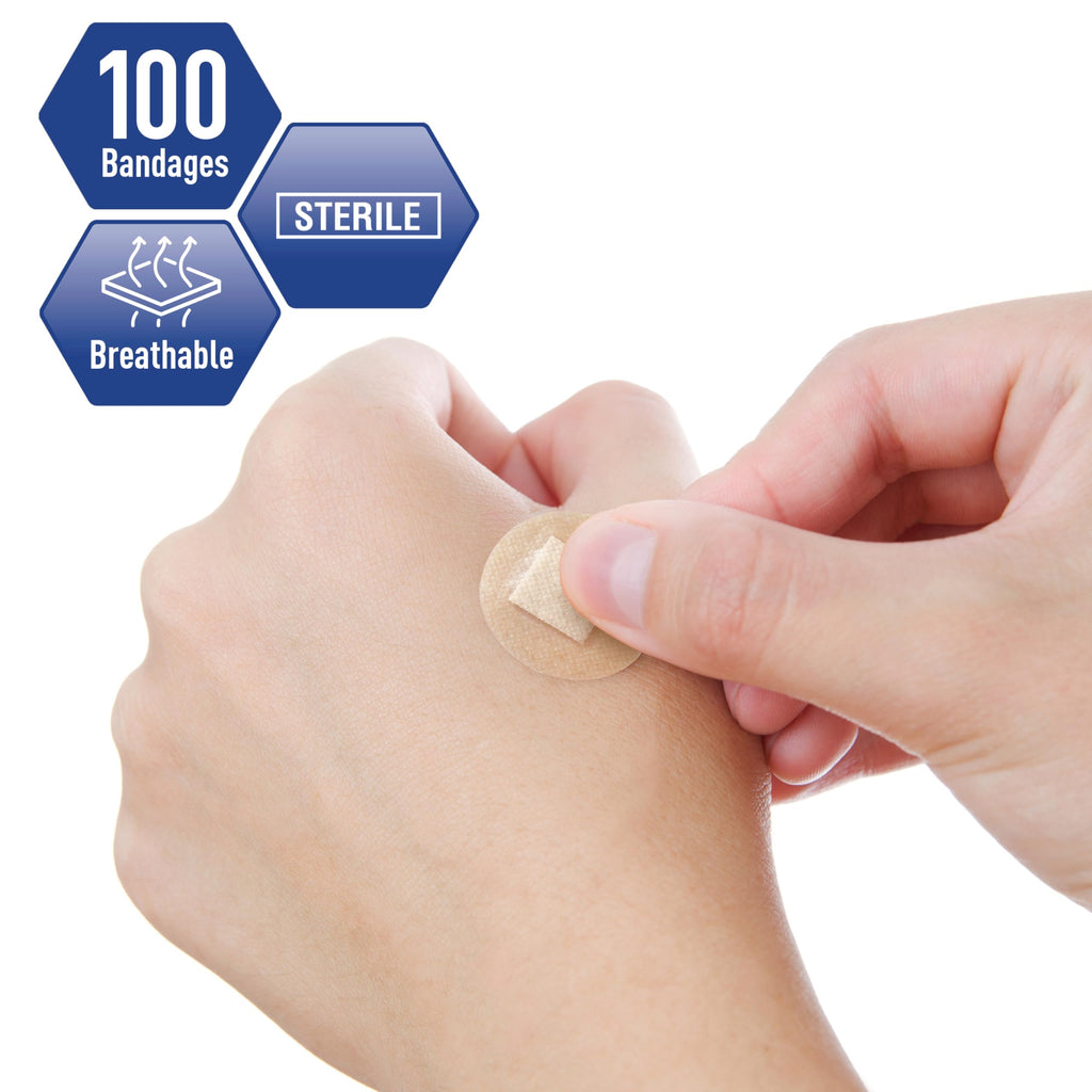 Sterile Round Clear Spot Bandages,Hypoallergenic,7/8 in,100-Count