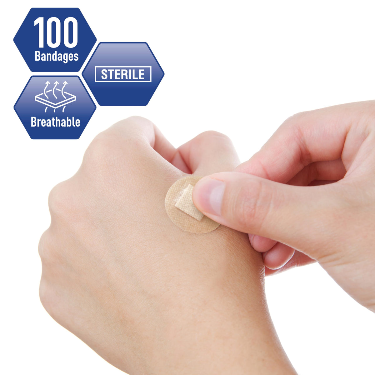 Sterile Round Clear Spot Bandages,Hypoallergenic,7/8 in,100-Count