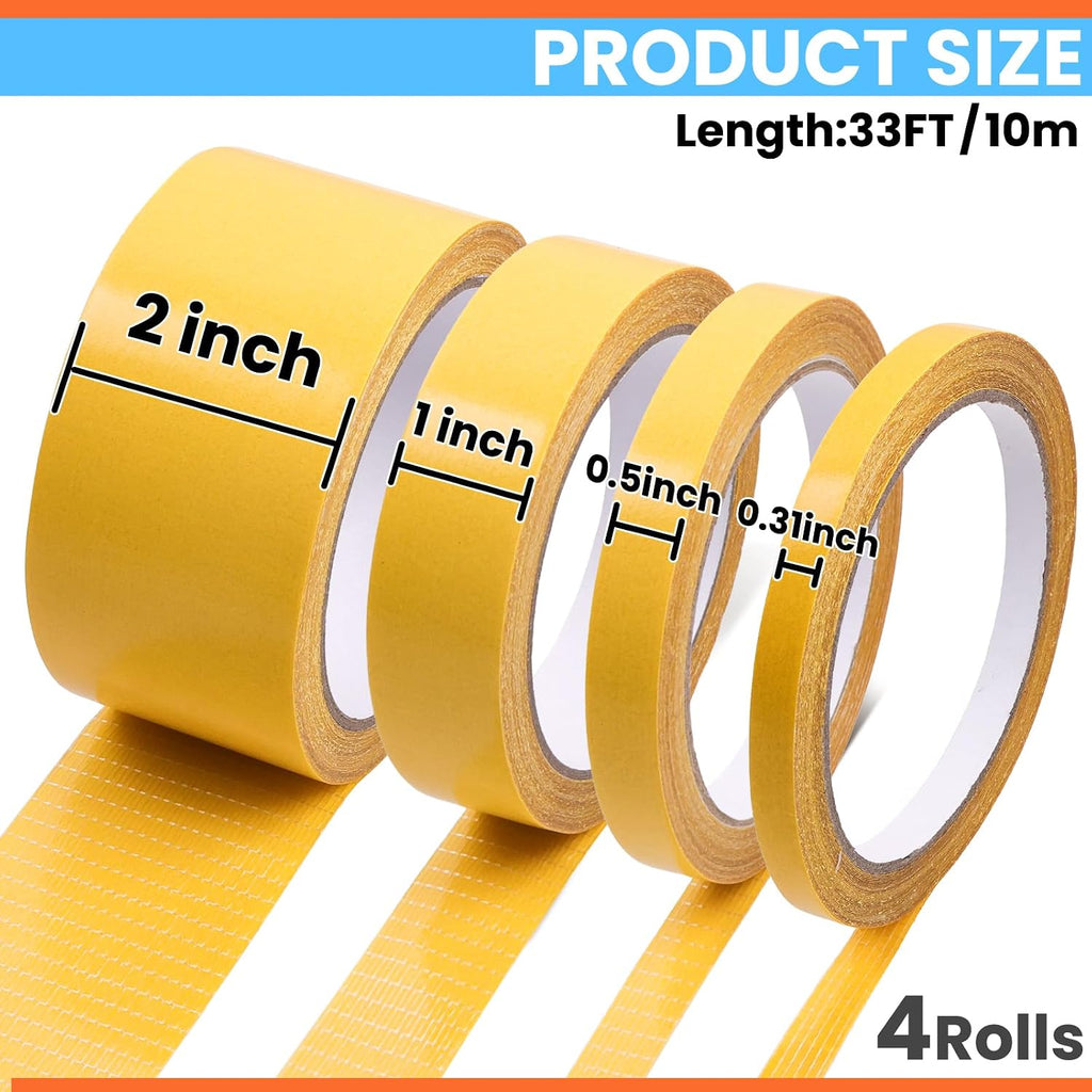 Double Sided Tape Heavy Duty, Mesh Fabric Tape, High Adhesive Carpet Tape