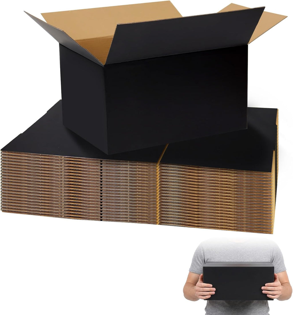 10x7x6 Black Shipping Boxes, 30 Pack Large Mailer & Packaging Boxes for Small Business, Heavy Duty Corrugated