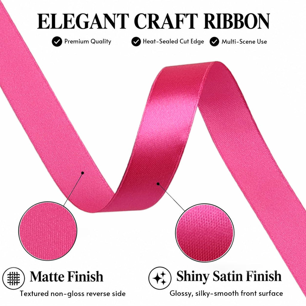 5/8 Inch Magenta Satin Ribbon 50 Yards Single Face Polyester