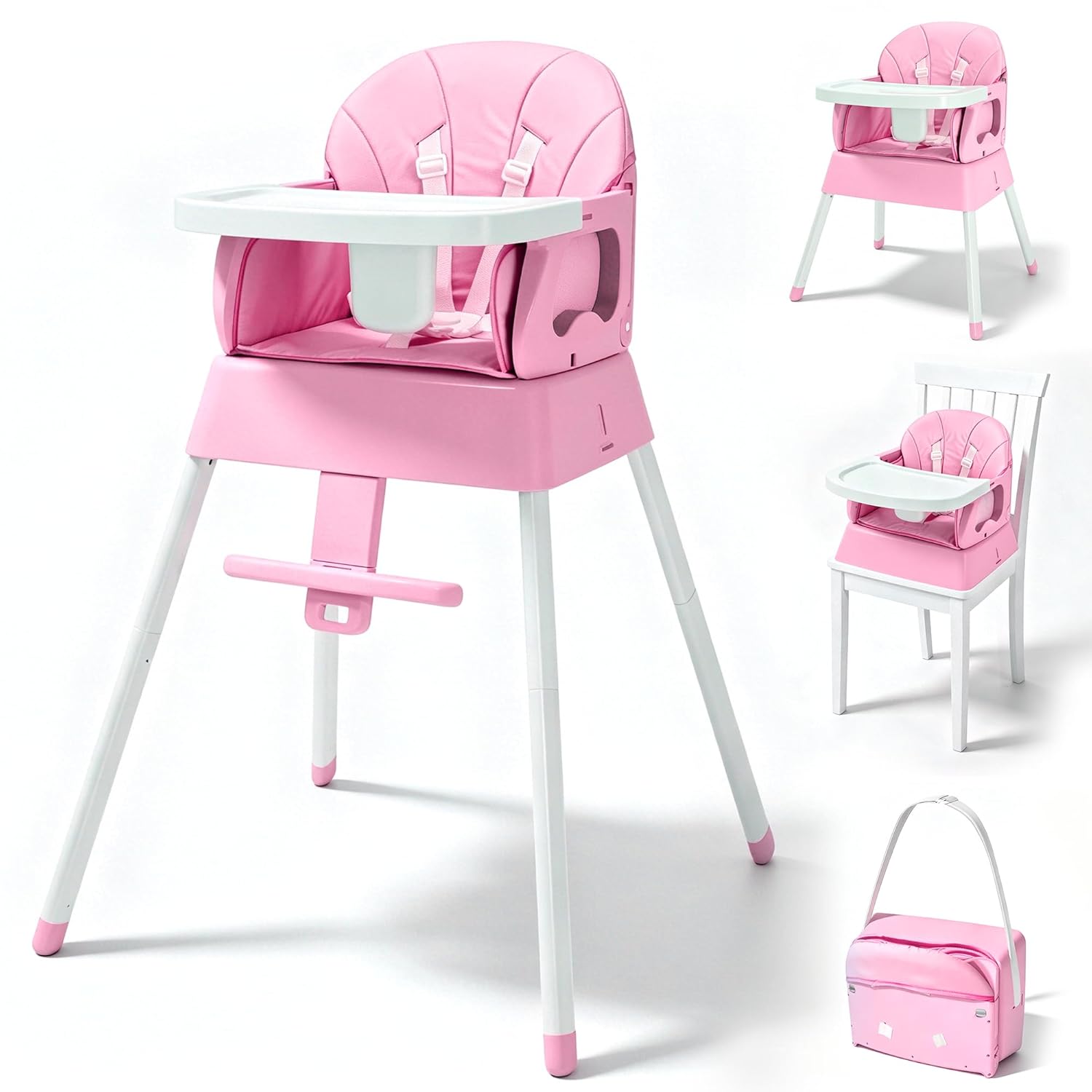 5 in 1 Foldable Baby High Chair,Convertible Highchair for Babies and Toddlers-Portable Infant Booster Seat,Foldable