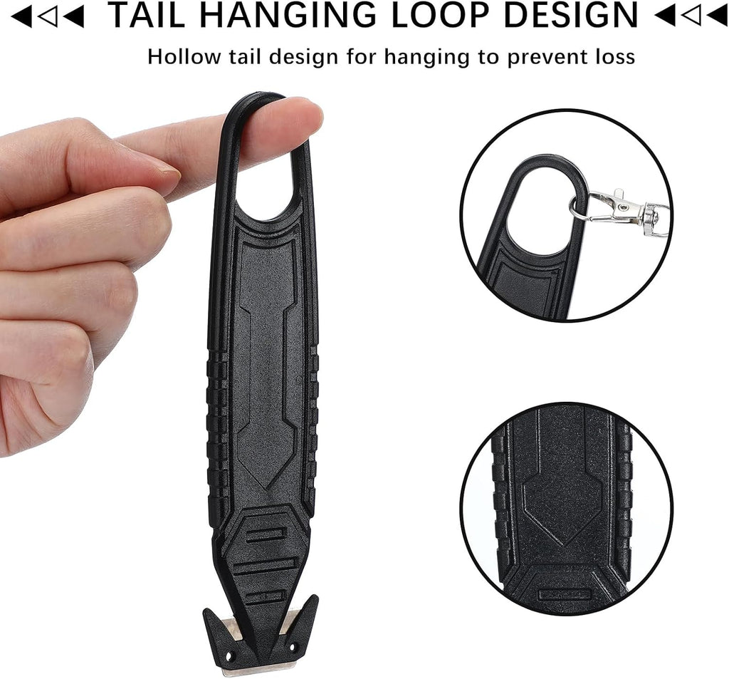 10 Pcs Safety Box Cutter with Concealed Blade Opener, Black
