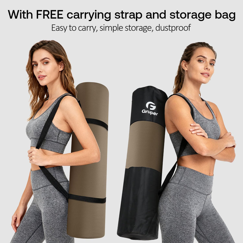Thick Yoga Mat Non Slip, Large Size 72" L x 32" W x 0.6" TH, Premium Exercise & Fitness Mat with Carrying Strap and