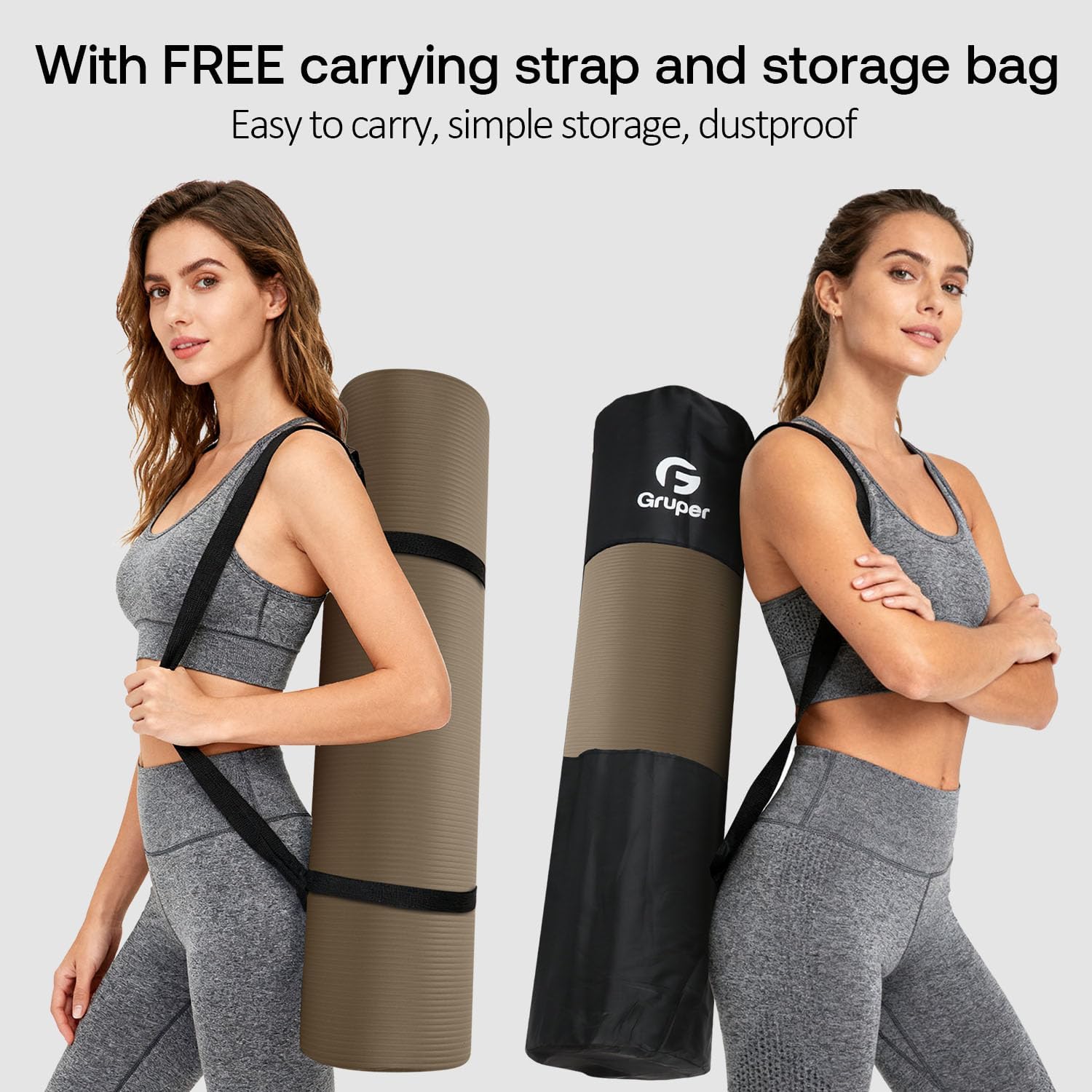 Thick Yoga Mat Non Slip, Large Size 72" L x 32" W x 0.6" TH, Premium Exercise & Fitness Mat with Carrying Strap and