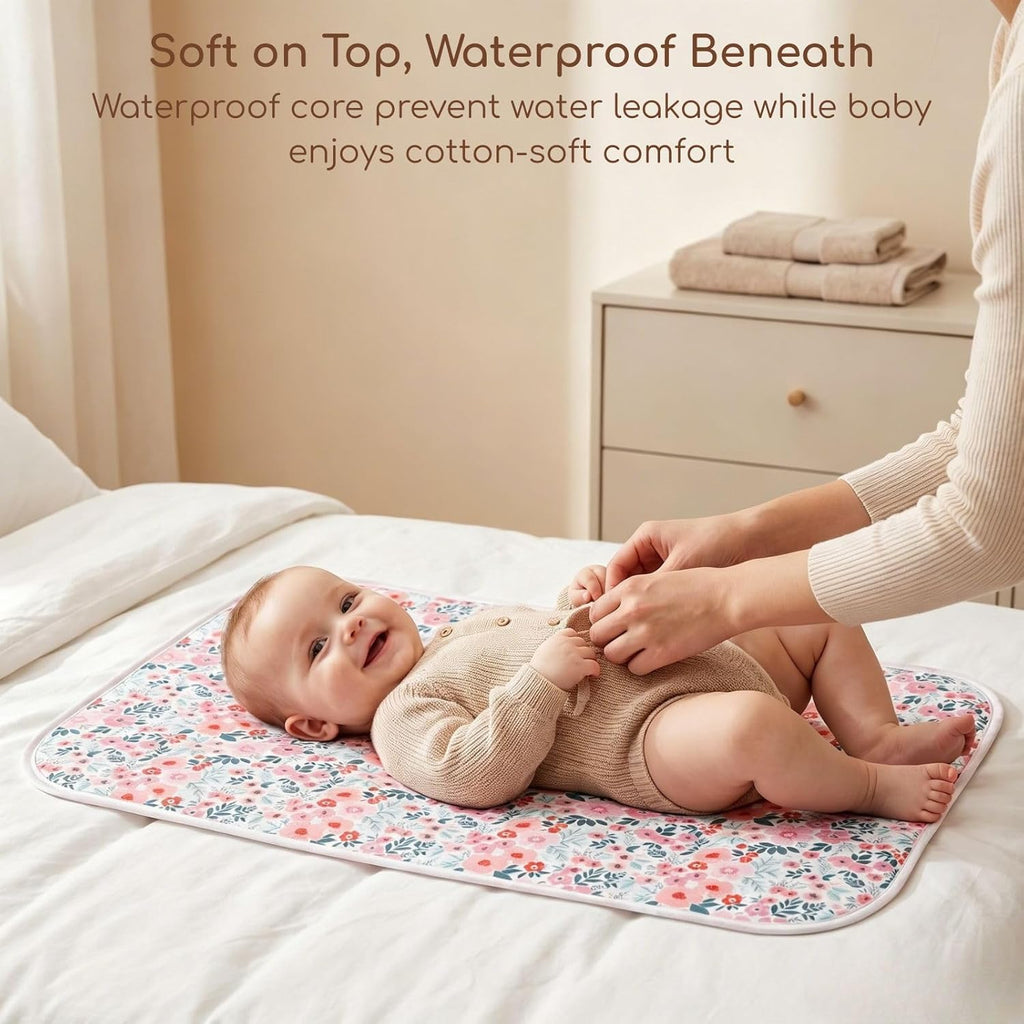 Baby Diaper Changing Pad, 21 5/8" x 31.5" Waterproof Changing Pad Liners - Reusable Soft and Absorbent Portable