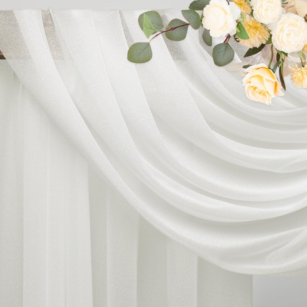 Ivory Wedding Arch Draping Fabric Backdrop Drapes Sheer 2 Panels