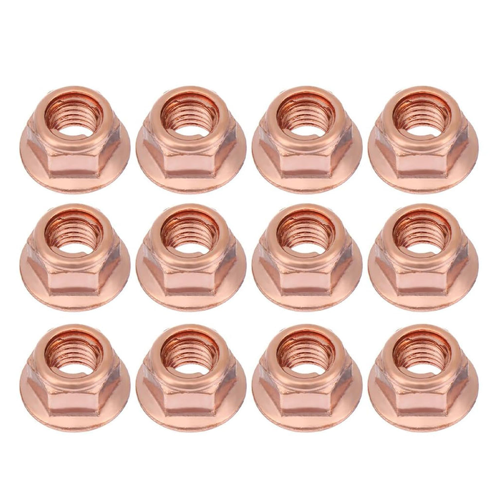 12Pcs Exhaust Manifold Nuts for Practical Copper Flashed Exhaust M8 Nut