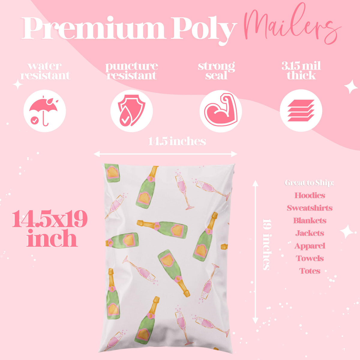 Poly Mailers 14.5x19, Champagne, 100 Pack