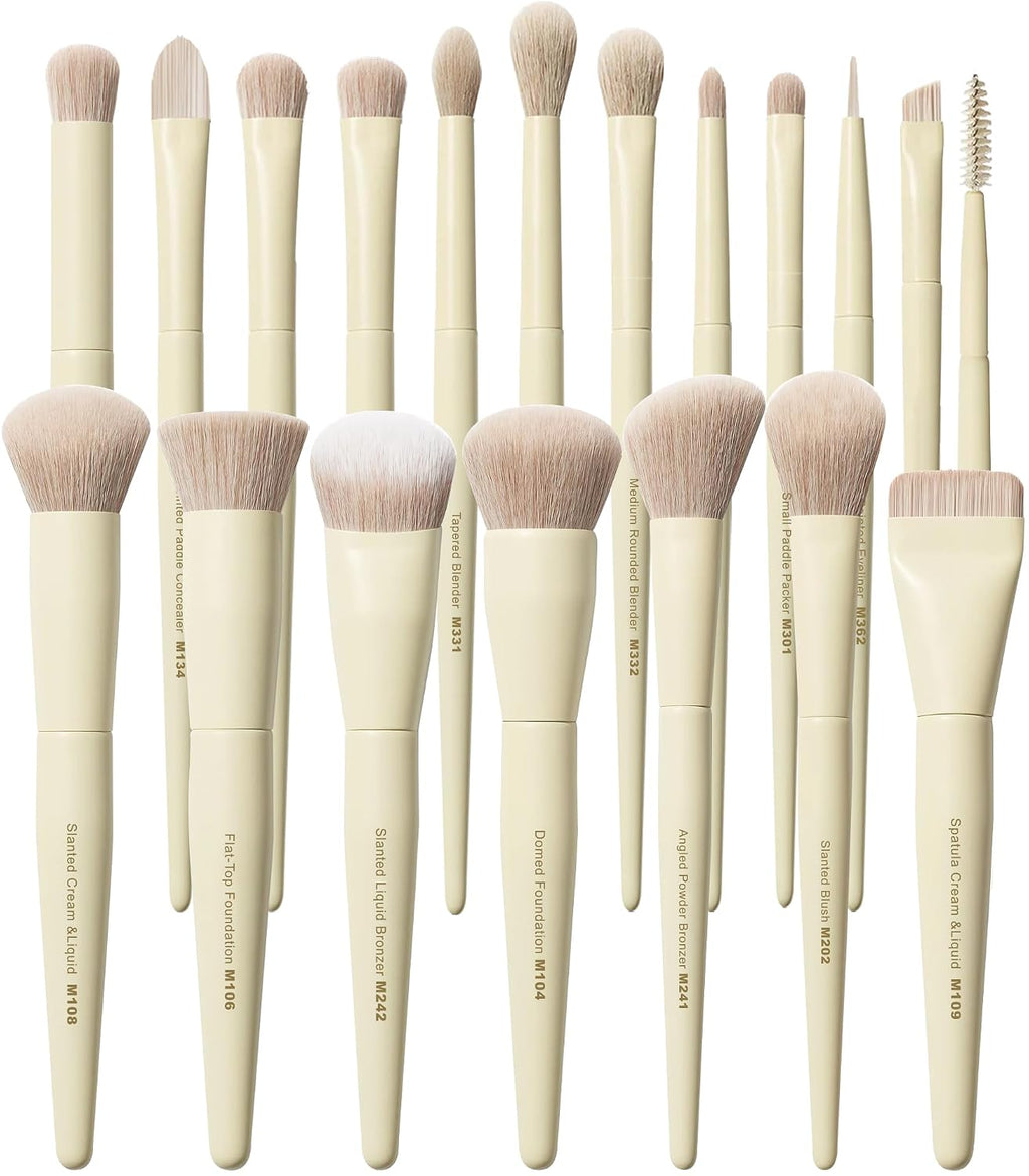 Buttery Blends Brush Set 18Pcs Face&Eye Makeup Brushes Set labeled