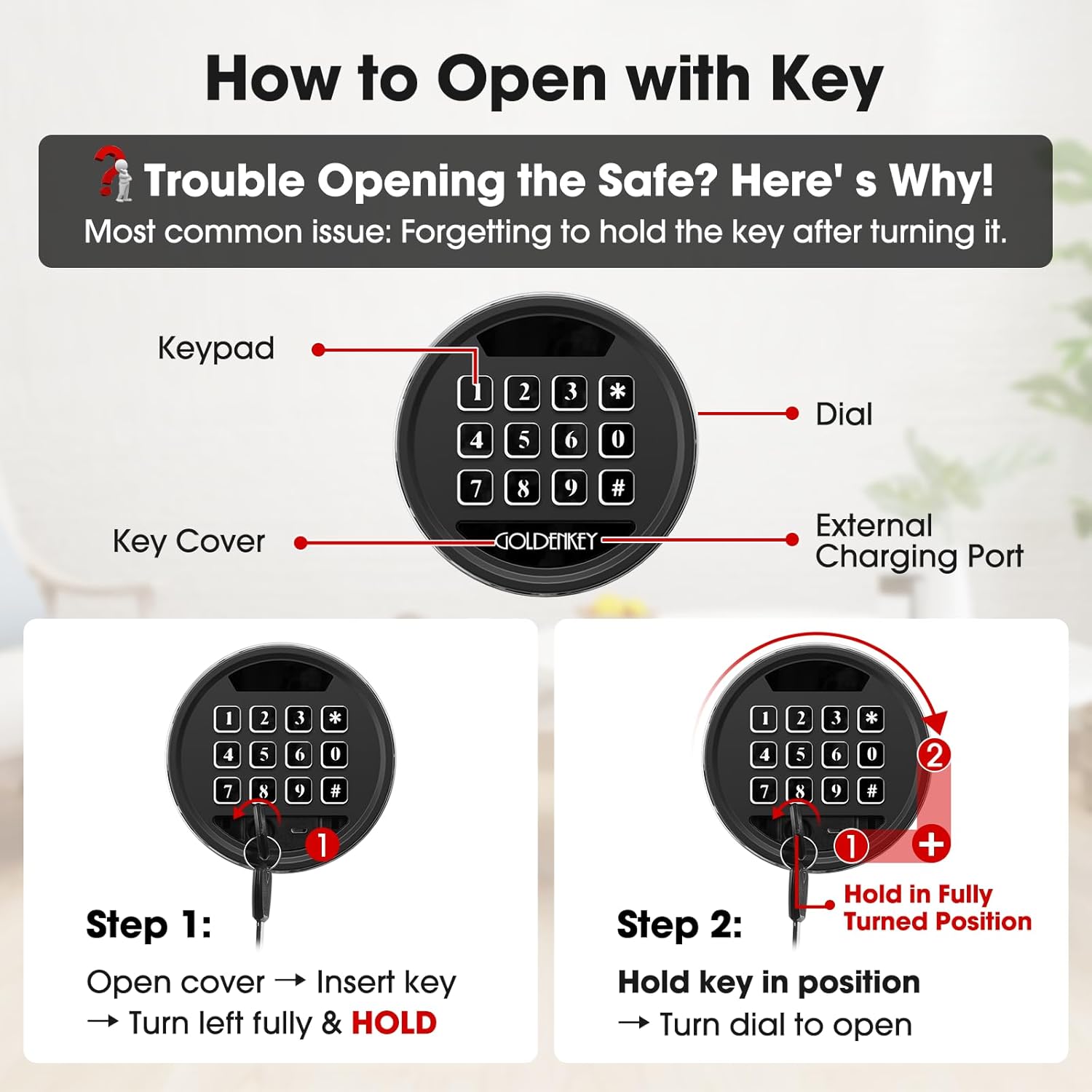 Luxury Digital Jewelry Safe with Keypad for Home, Small Safe box for Document, Money, Soft Velvet Lining&Removable