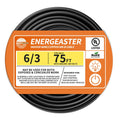 Energeaster Stranded Indoor 6/3 NM-B Copper Cable with Ground 75FT, Black