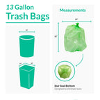 Biodegradable 13 Gallon Trash Bags | 100 Count | Green