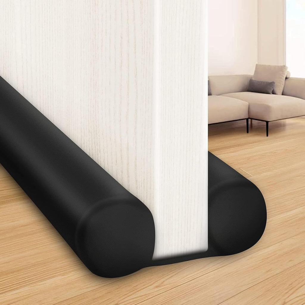Large Door Draft Stopper for Bottom of Doors 36” Under Door Sweep Noise Blocker Black Gap Stoppers Adjustable Doors