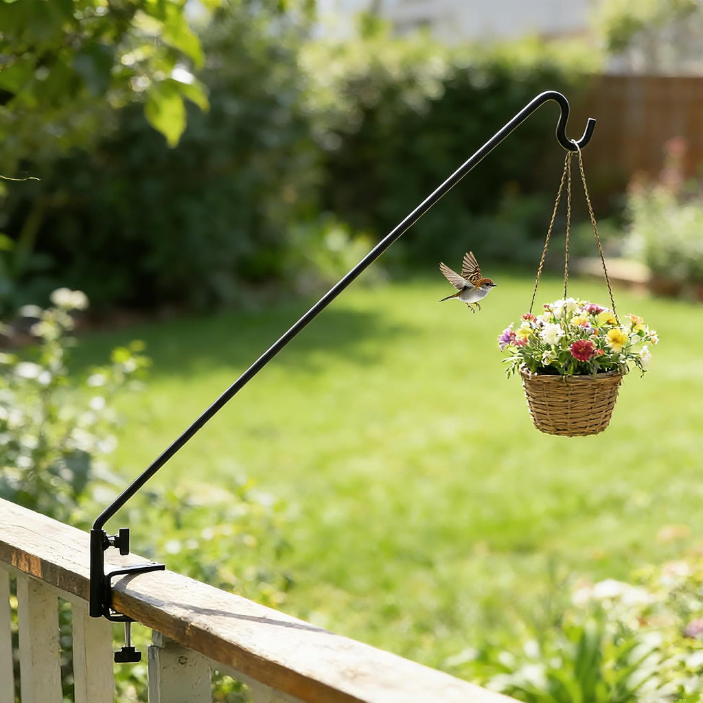 Extended Reach Deck Hook Wall Pole Wall Mounted Deck Hook Extensible and 43 inch Wall Bracket for Hanging Bird