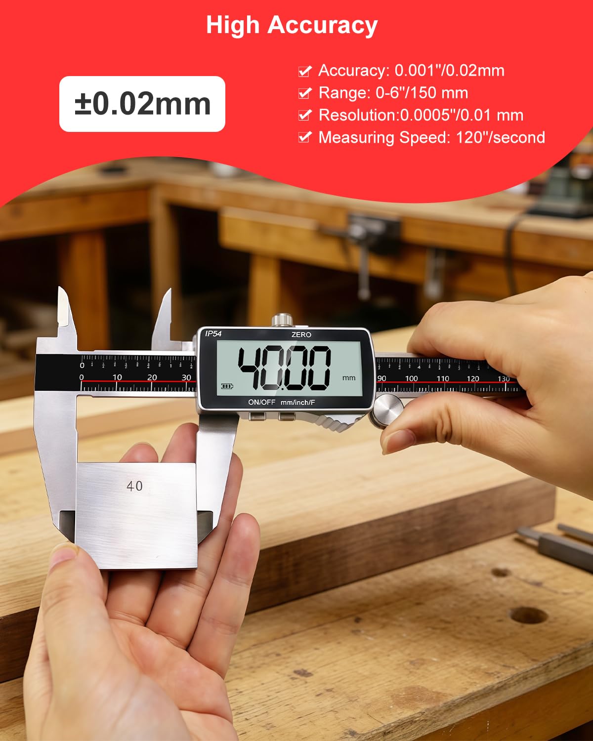 GODESON 8" USB-C Rechargeable Digital Caliper 0.001" Precision