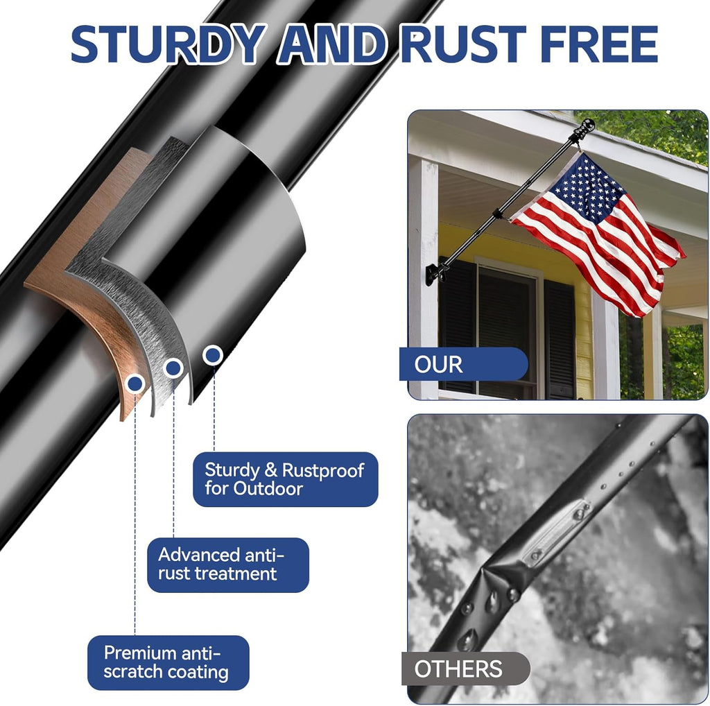 American Flag with Pole for House Outside, Including 5Ft Heavy Duty Flag Aluminum Poles Kit and 100% Polyester 3x5 ft