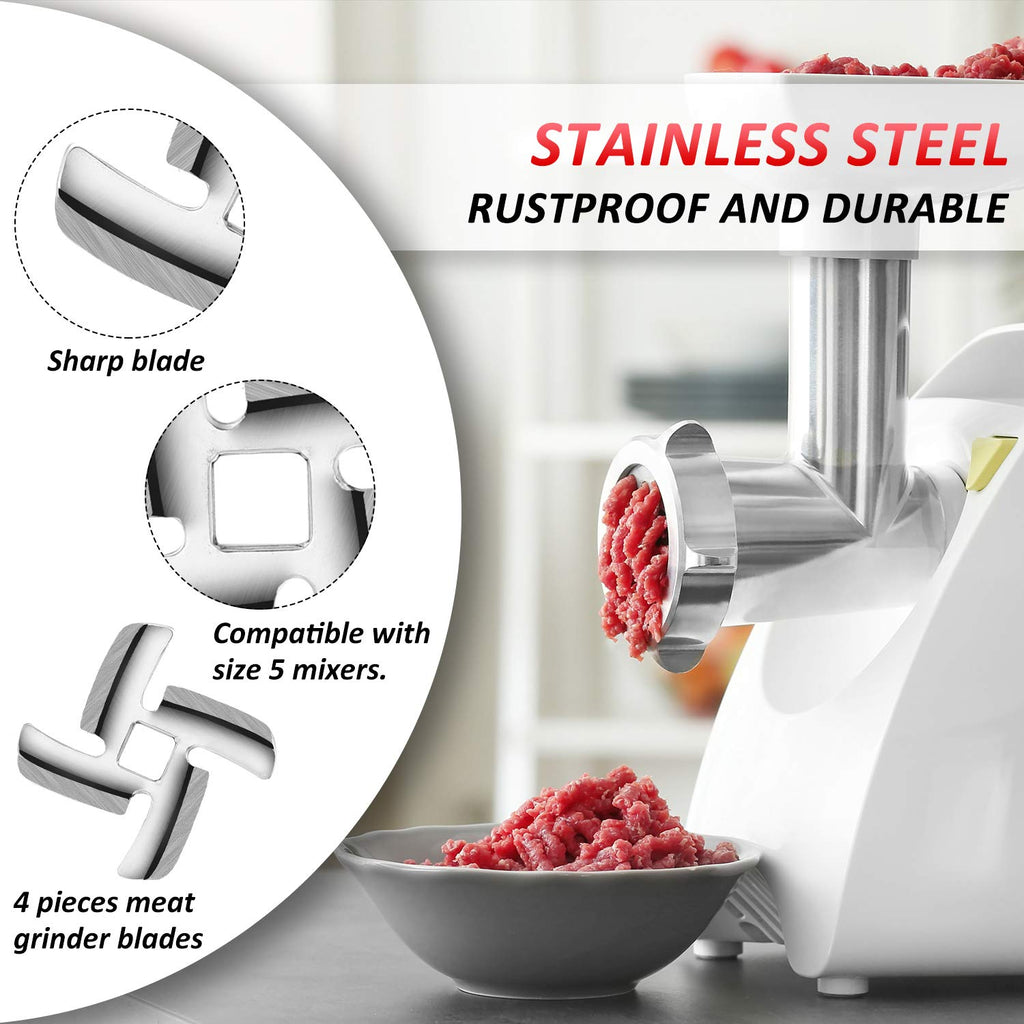 Mudder 4 Pack Size 5 Meat Grinder Blade Stainless Steel Replacement Grinder