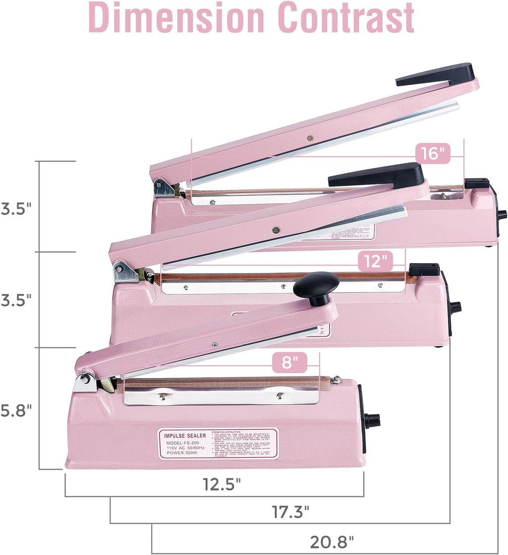 Impulse Sealer 16 inch Manual Heat Sealer Machine for Plastic Bags