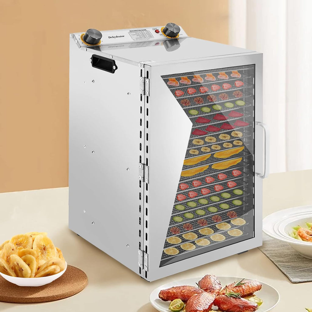 Food Dehydrator Stainless Steel Trays Commercial Fruit Dehydrator Machine Multi-Tier Meat Beef Jerky Maker Dryer with