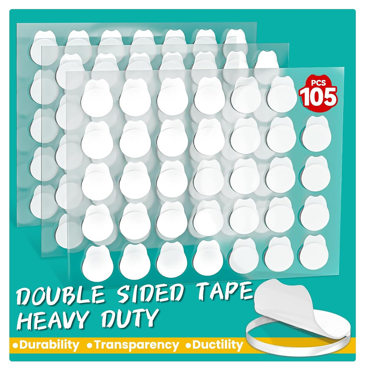 Double Sided Tape Dots, Clear Circle Nano Adhesive Tack for Walls, Crafts