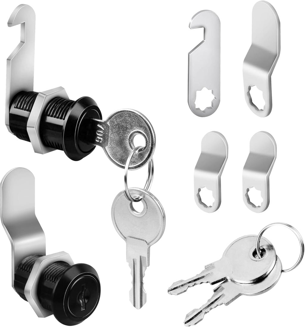 Cabinet Cam Lock with Keys, Keyed Alike,1-1/8 in.,Zinc Alloy,2 Sets