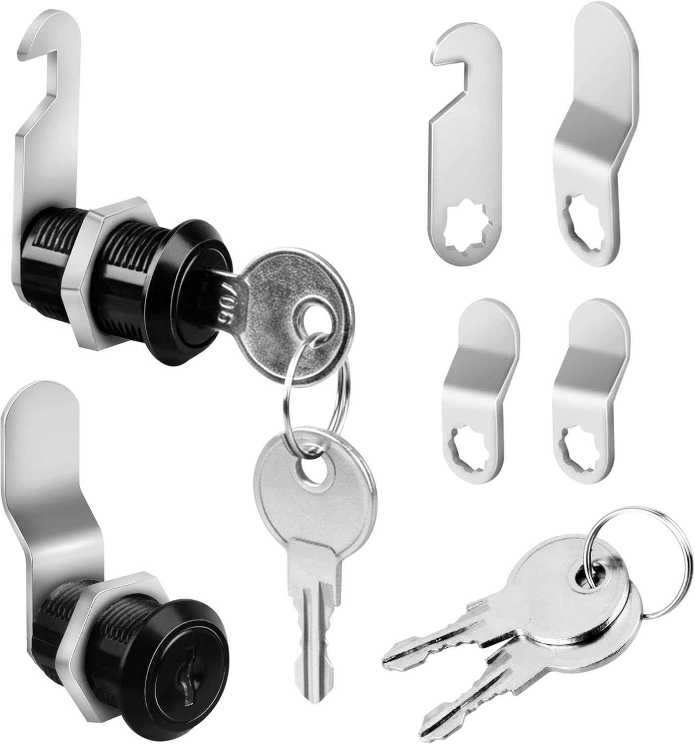 Cabinet Cam Lock with Keys, Keyed Alike,1-1/8 in.,Zinc Alloy,2 Sets