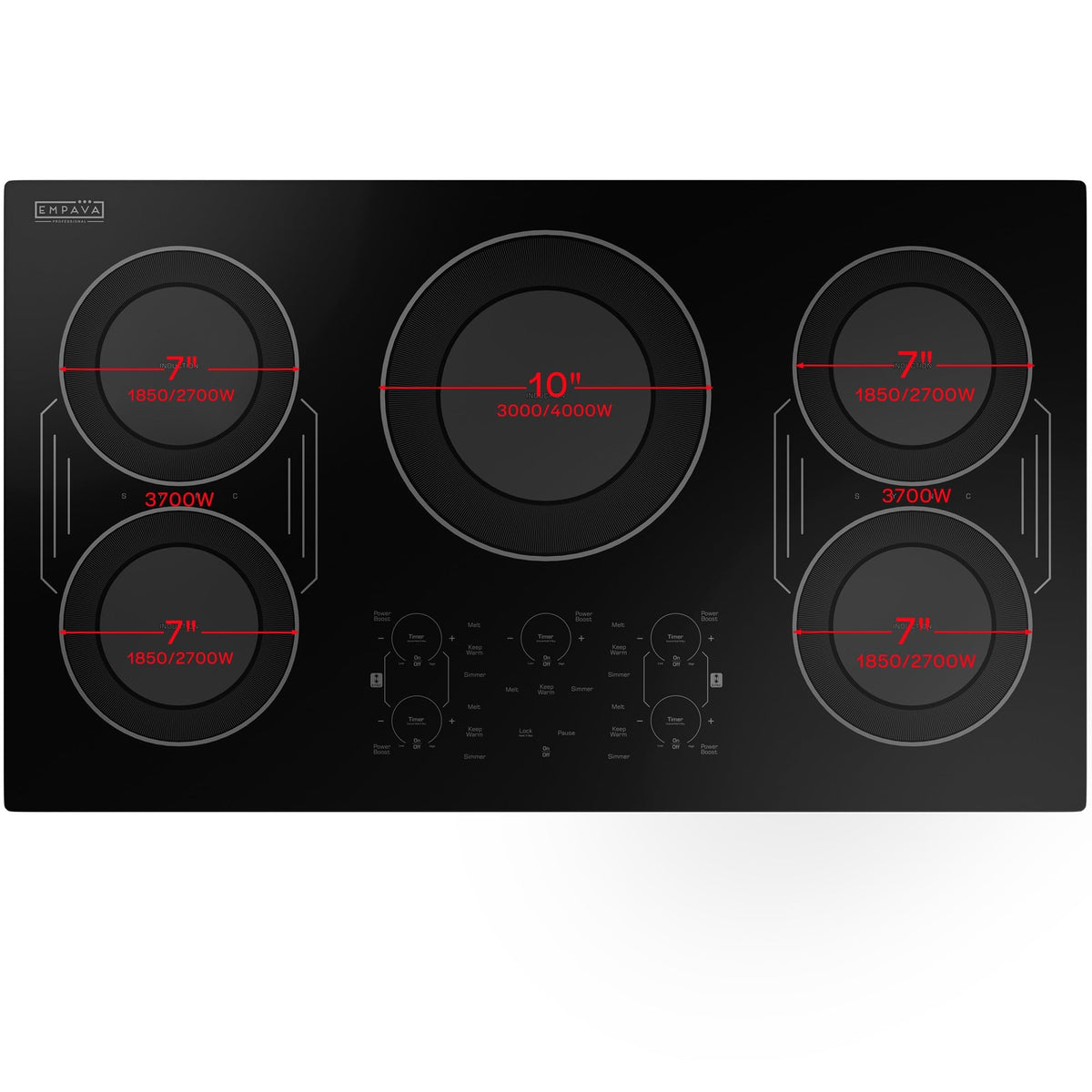Flex 36“ Induction Cooktop 5 Burner, Drop-in, Hardwired