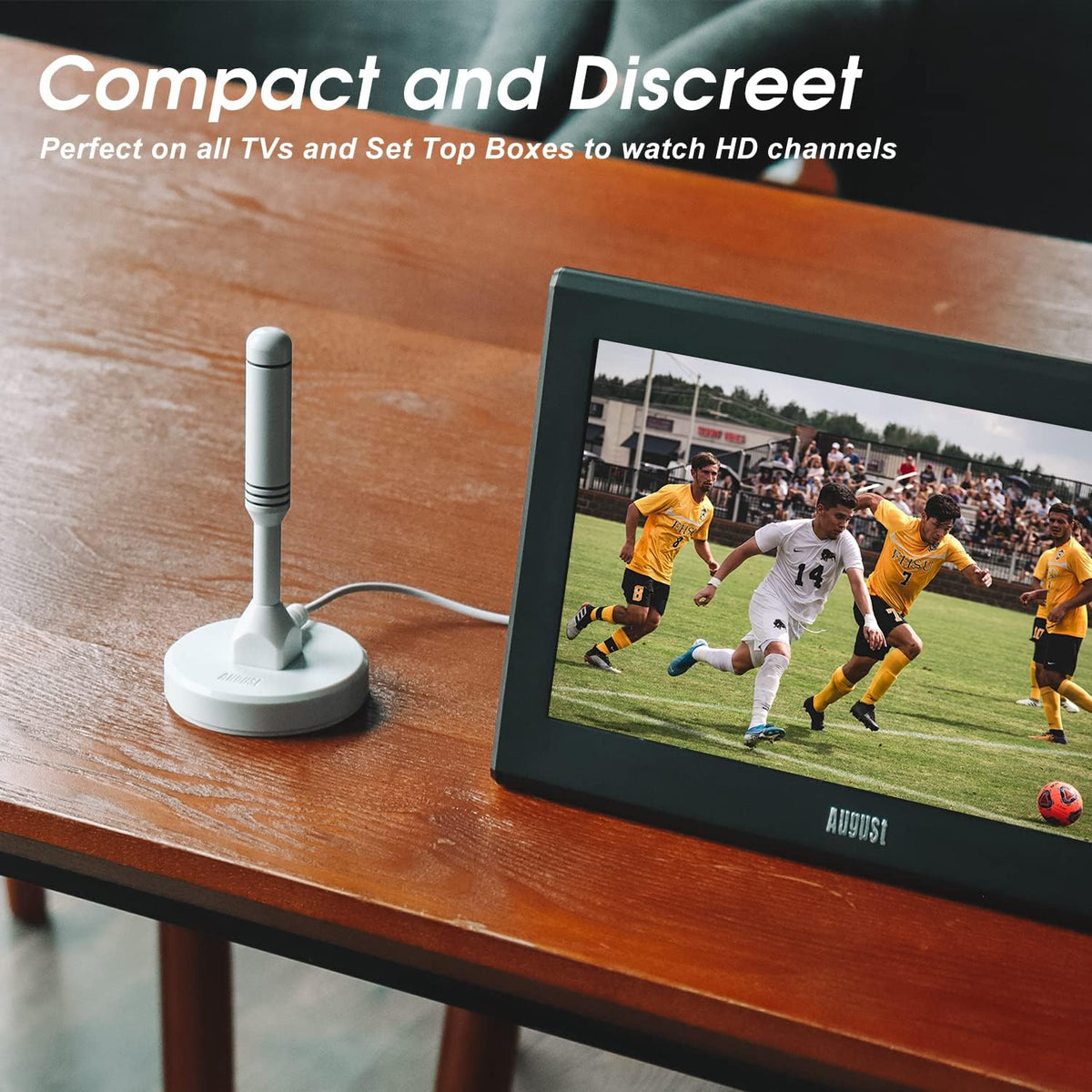 August DTA240 Digital TV Antenna Indoor/Outdoor Magnetic Base Portable