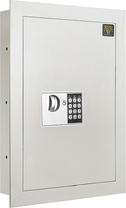 In-Wall Safe with Keypad and 2 Manual Override Keys - Protect Money, Jewelry, and Passports at Home or Business by