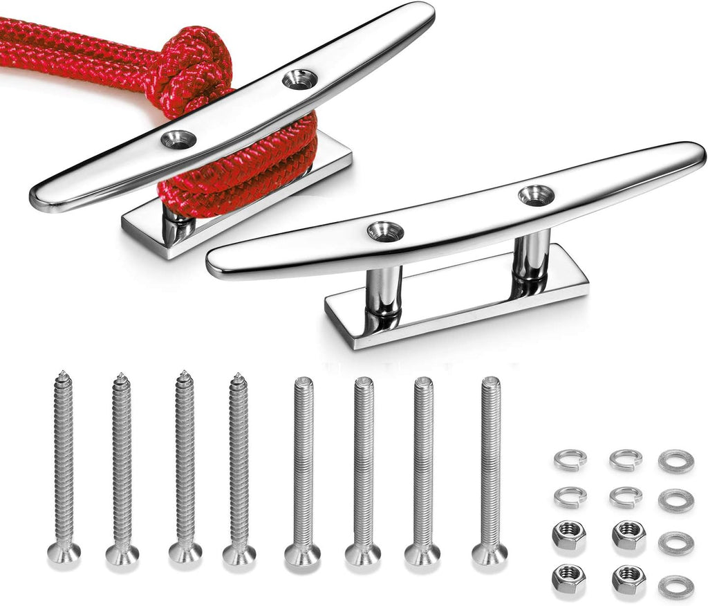 Stainless Steel Boat Cleats 4"/5"/6", Marine Dock Cleats, Heavy Duty 316 Stainless Steel, Mirror Polished, Curtain Tie, Hook, Include Installation Screws