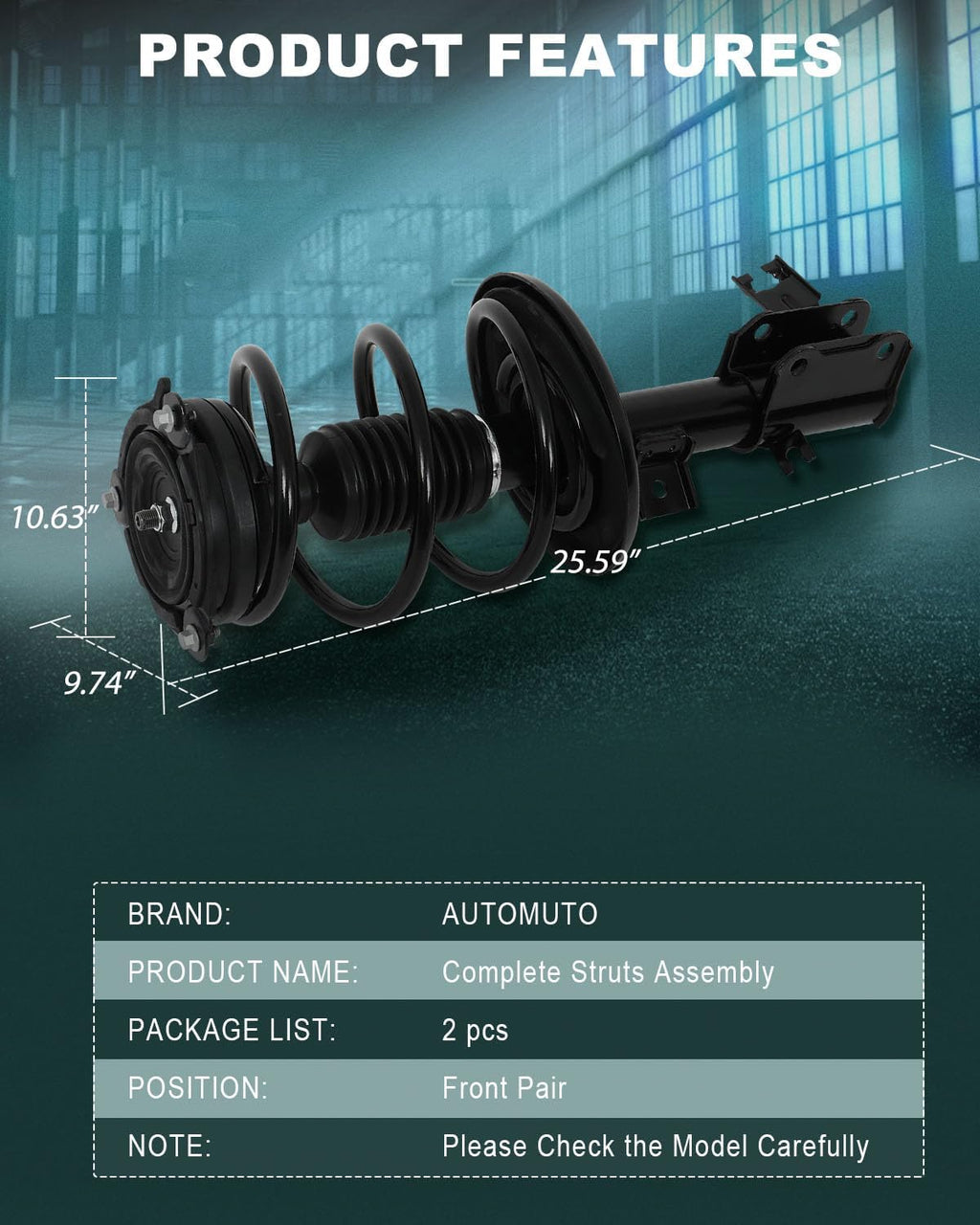 AUTOMUTO Front Pair struts and Shock Absorber for Nissan Altima 2013-2017