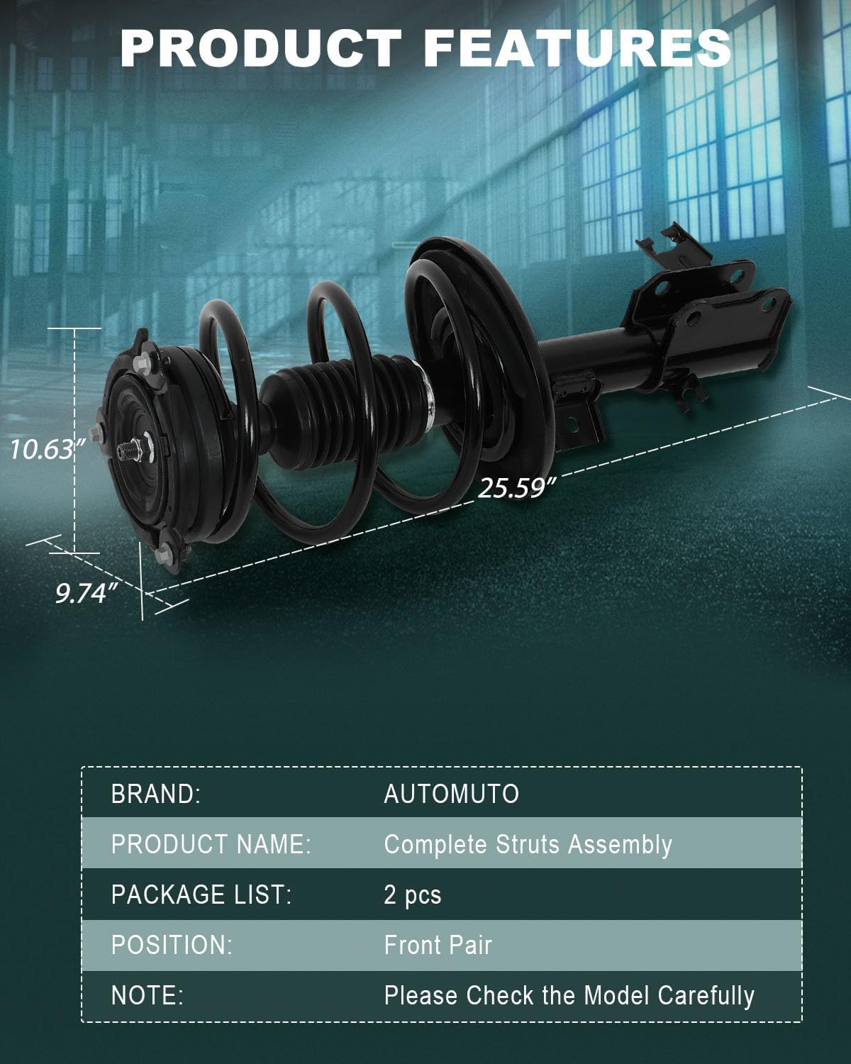AUTOMUTO Front Pair struts and Shock Absorber for Nissan Altima 2013-2017