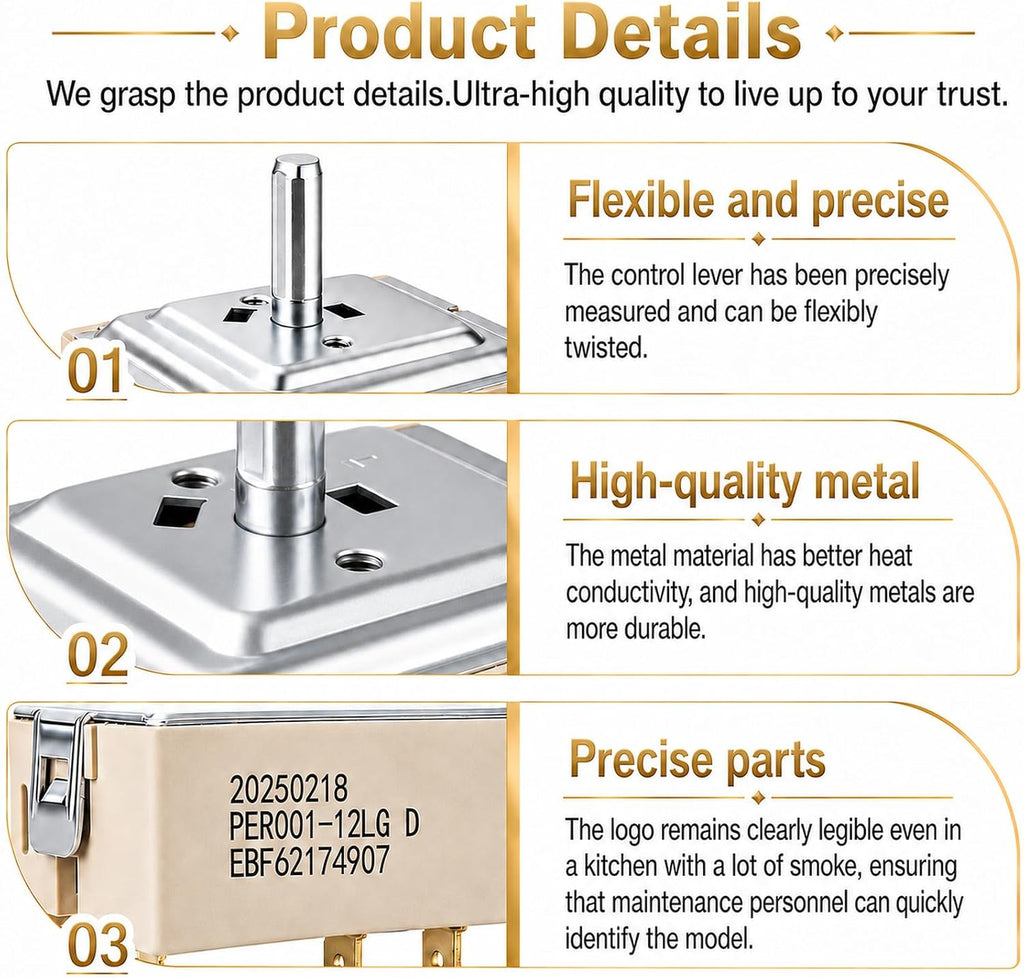 EBF62174907 Infinite Control Switch Fits LG Electric Ranges and Cooktops