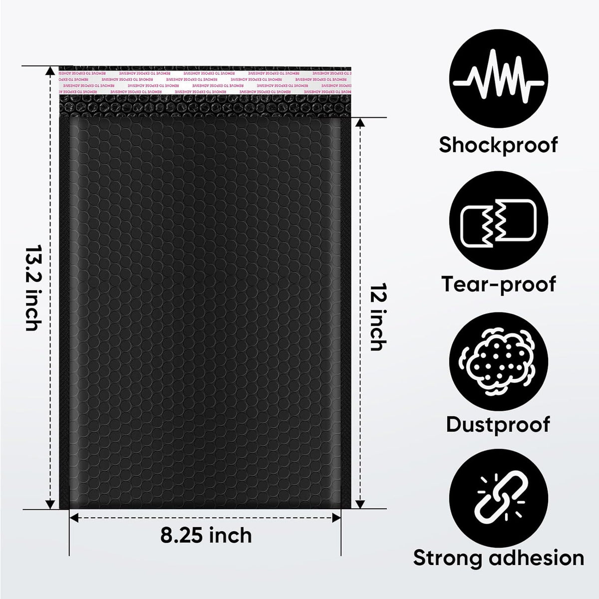 Black Bubble Mailers 8.5 x 12 Inch 100 Pack, Usable Size 8.25X12 Inch Poly Mailers,Mailing Envelopes,Shipping