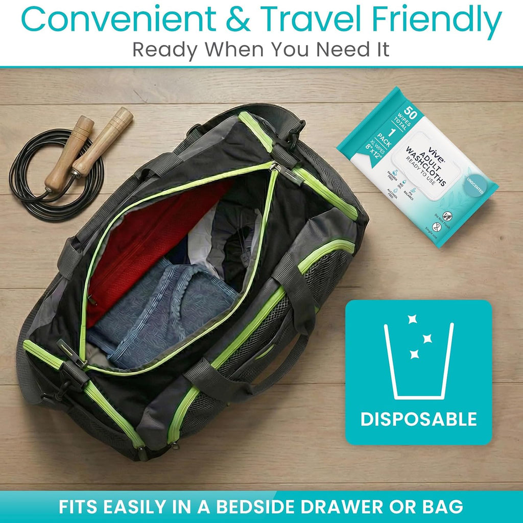 Incontinence Wipes for Adults & Elderly (1 Pack - 50 Count - 8"x12")