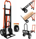 Aluminum 4 in 1 Convertible Hand Truck Dolly with 4 Wheels | 1000LBS Capacity, Includes 2 straps, Ergonomic Handle