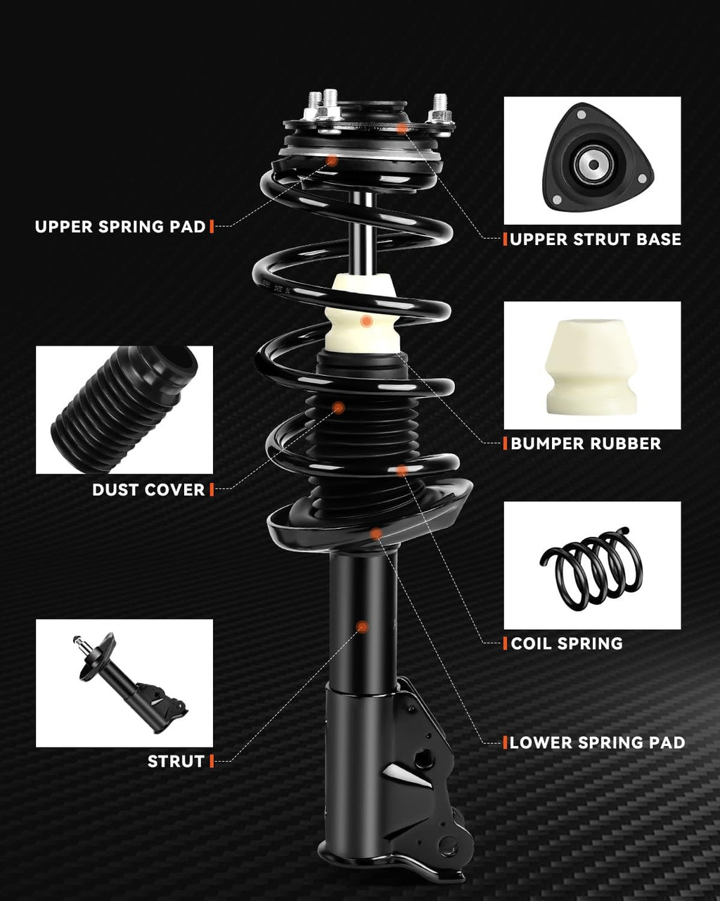 PROEZE Front Strut Assembly for 2006-2011 Civic, Shock Absorber Front with Coil Springs Replace 172286,172287, Driver and Passenger Side, 2PCS