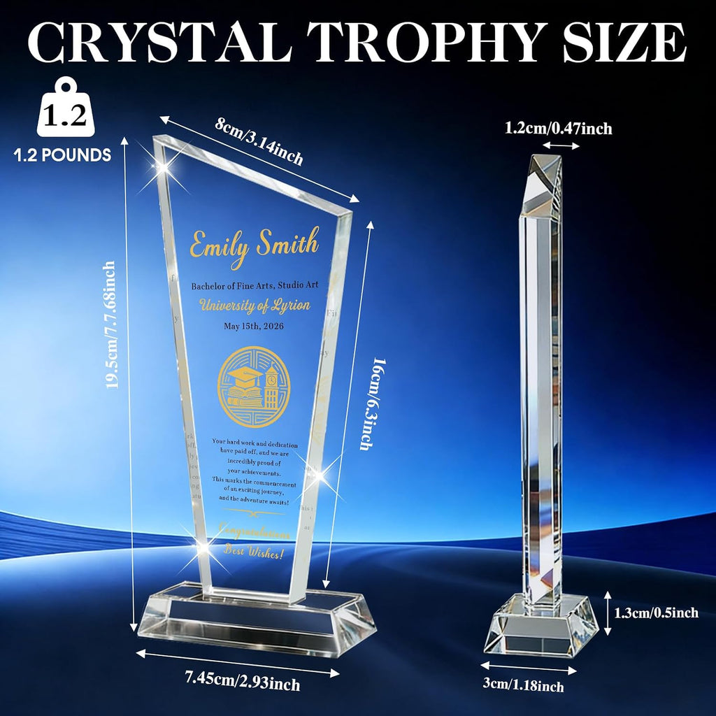 SHIP NEXT DAY, Custom K9 Crystal Trophy Recognition Awards With Logo & Text