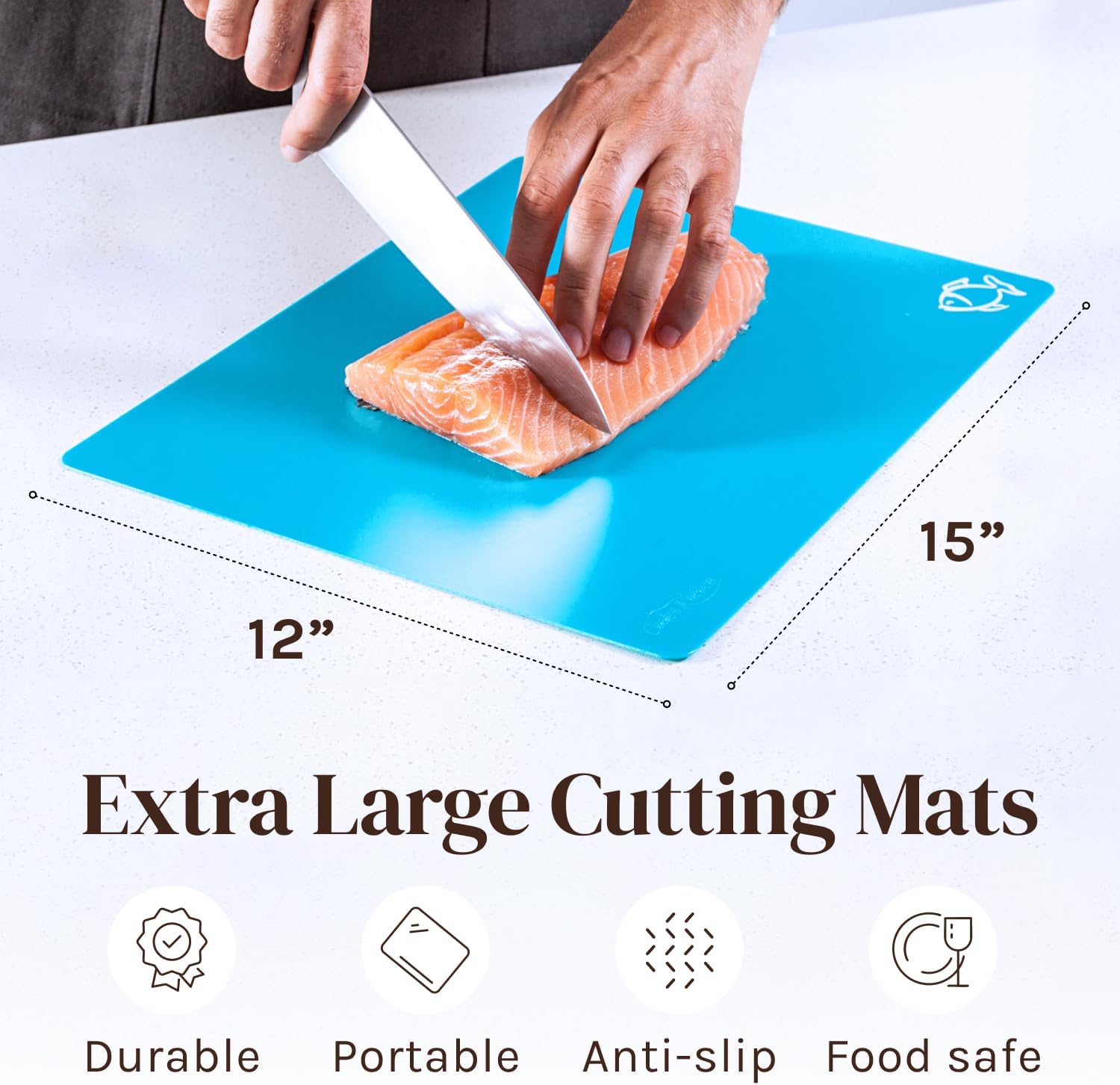 Extra Thick Flexible Plastic Cutting Board Mats, Set of 6 for Kitchen, BPA Free, Non-Slip Waffle Back, Dishwasher