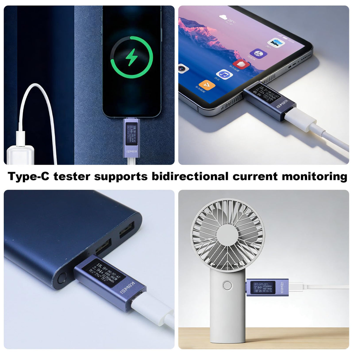 SEOJANW USB-C Tester, 4-30V 0-12A Voltage Current Power Meter