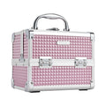 Makeup Case Portable Makeup Box Travel Train Case Cosmetic Case Organizer with 2 trays Mirror Locking Make Up Storage